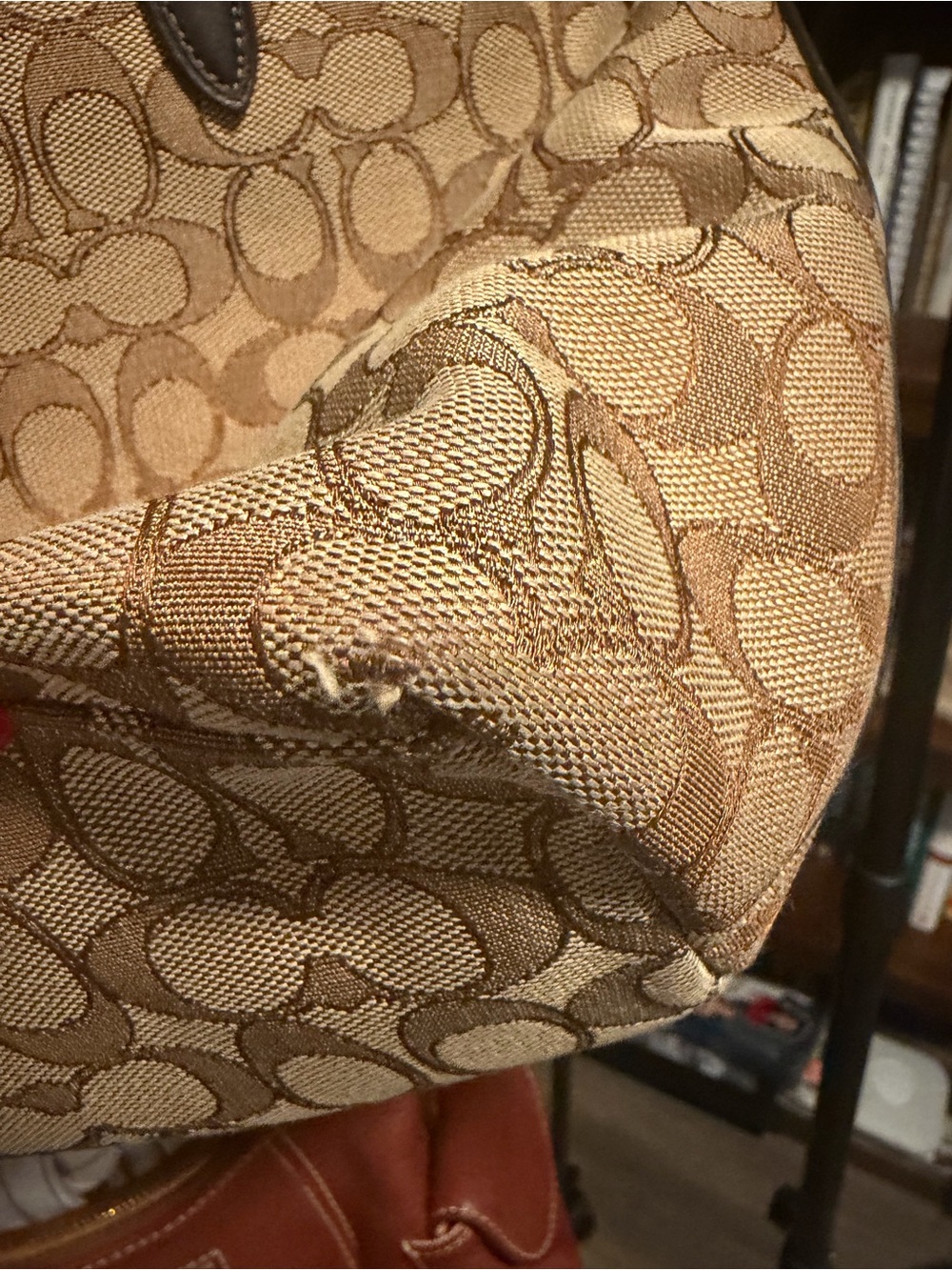 Coach Signature Taylor Canvas Tote in Tan with Dark Brown Trim - Picture 8 of 8
